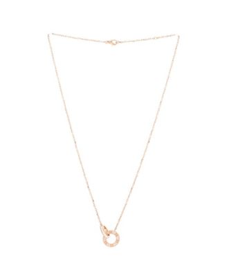  Love Interlocking Pave Necklace 18K Rose Gold and Diamonds, 17"