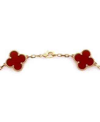  Vintage Alhambra 10 Motifs Necklace 18K Gold and Carnelian, 17"