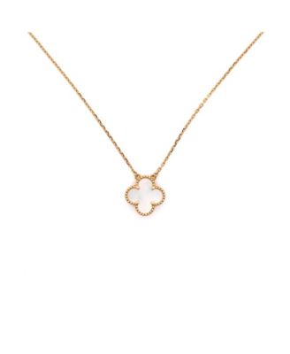  Vintage Alhambra Pendant Necklace 18K Gold and Mother of Pearl, 16.5"