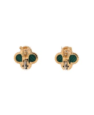  Vintage Alhambra Earrings 18K Gold and Malachite