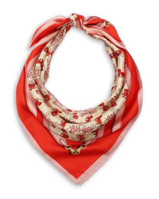 Horse & Carriage Straps Printed Silk Square Scarf