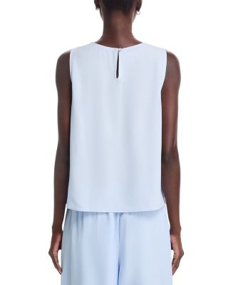 Silk Georgette Crepe Round Neck Shell