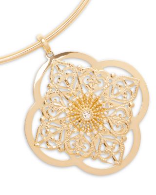 Laya Crystal Filigree Structured Pendant Necklace, 5.19" x 4.92"