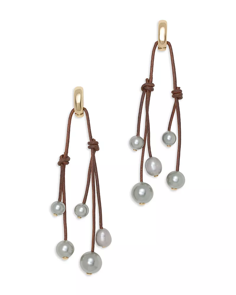 Ramy Brook Riya Cultured Freshwater & Imitation Pearl Leather Cord Drop Earrings