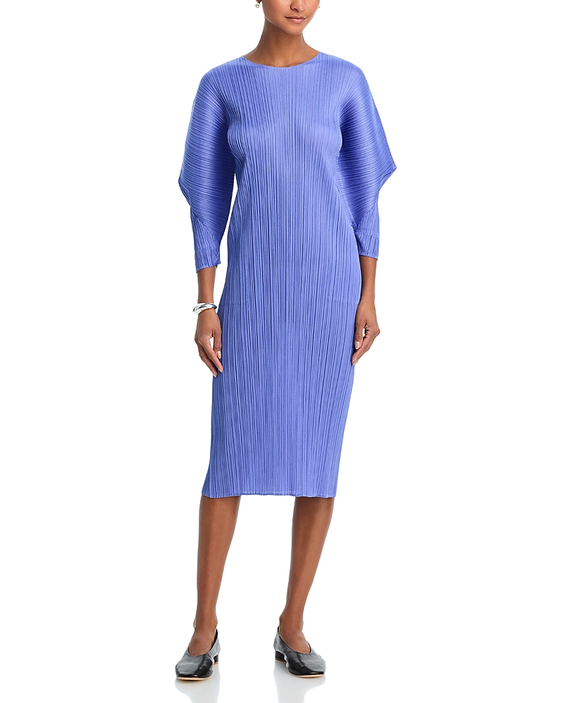 Pleats Please Issey Miyake Skyline Draped Sleeve Midi Dress