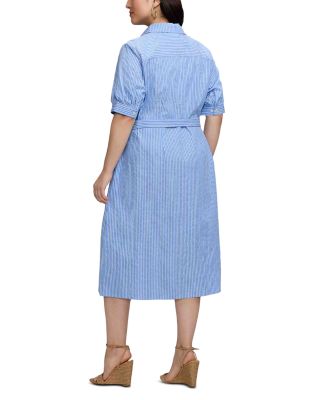 Esther Elbow Sleeve Mini Stripe Seersucker Dress