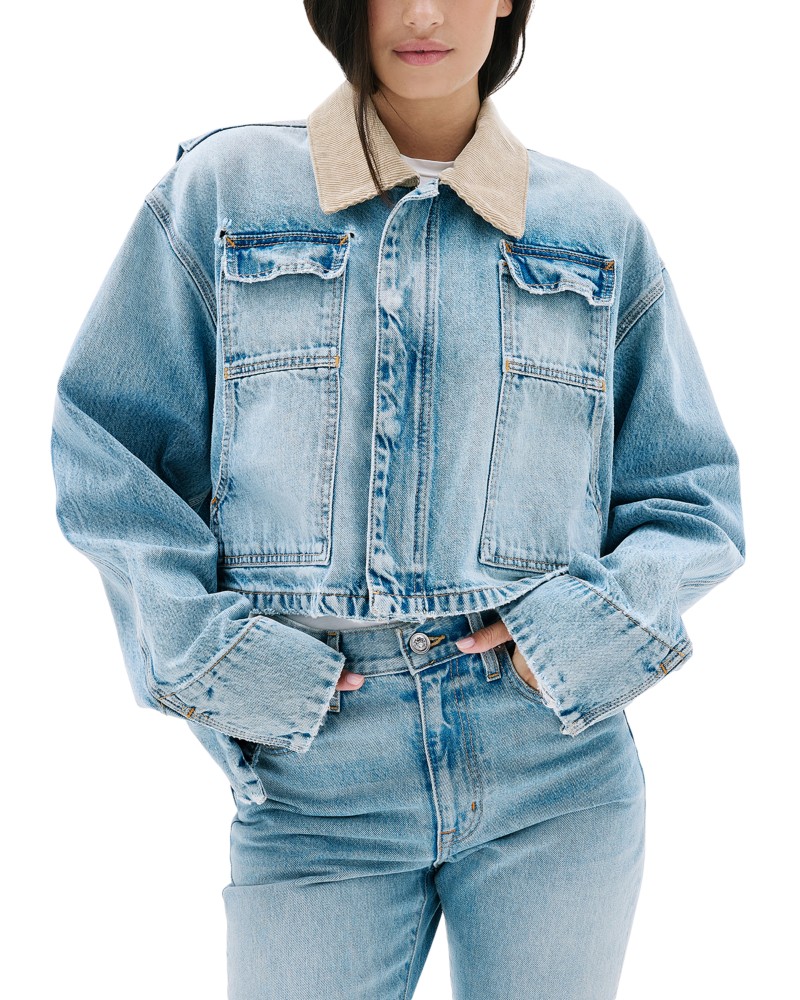 Slvrlake Conor Cropped Worker Jean Jacket in Easy Meets West