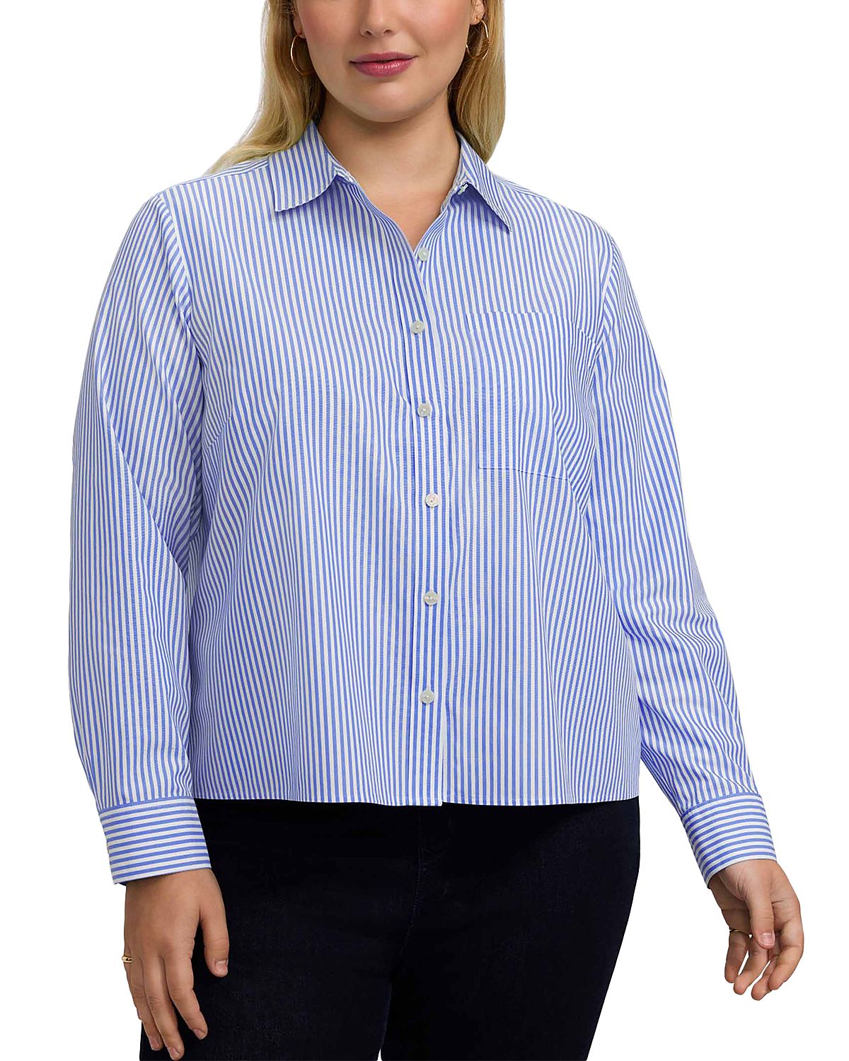 Foxcroft Plus Jodie Long Sleeve Stripe Shirt