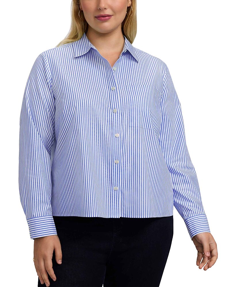 Foxcroft Plus Jodie Long Sleeve Stripe Shirt
