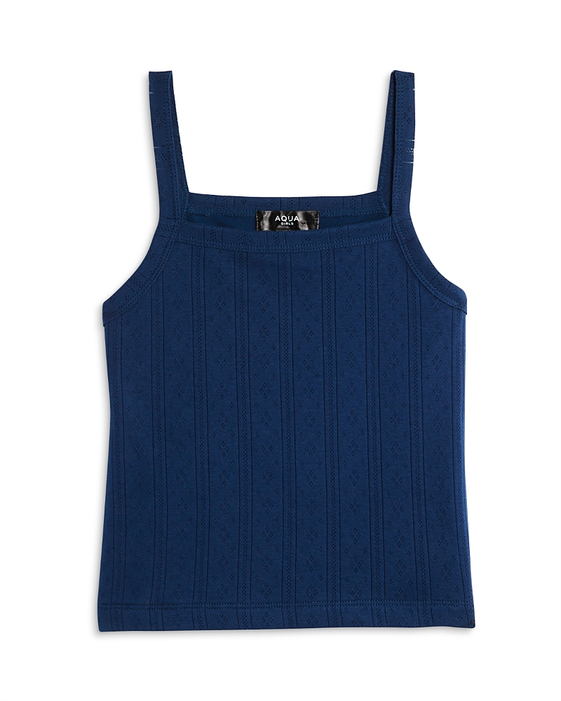 Aqua Girls' Cutaway Pointelle Tank Top, Little Kid, Big Kid - Exclusive