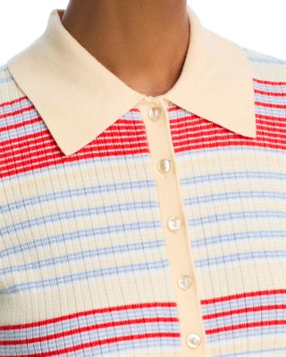 Textured Stripe Polo Sweater