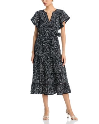 Gia Printed Tie Waist Midi Dress