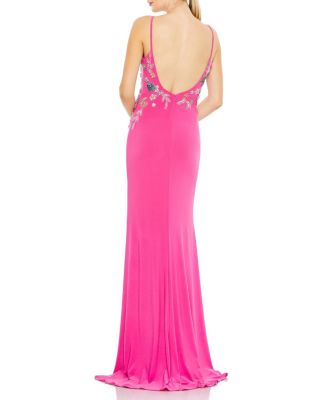 Multi Color Beaded Floral Cami Gown