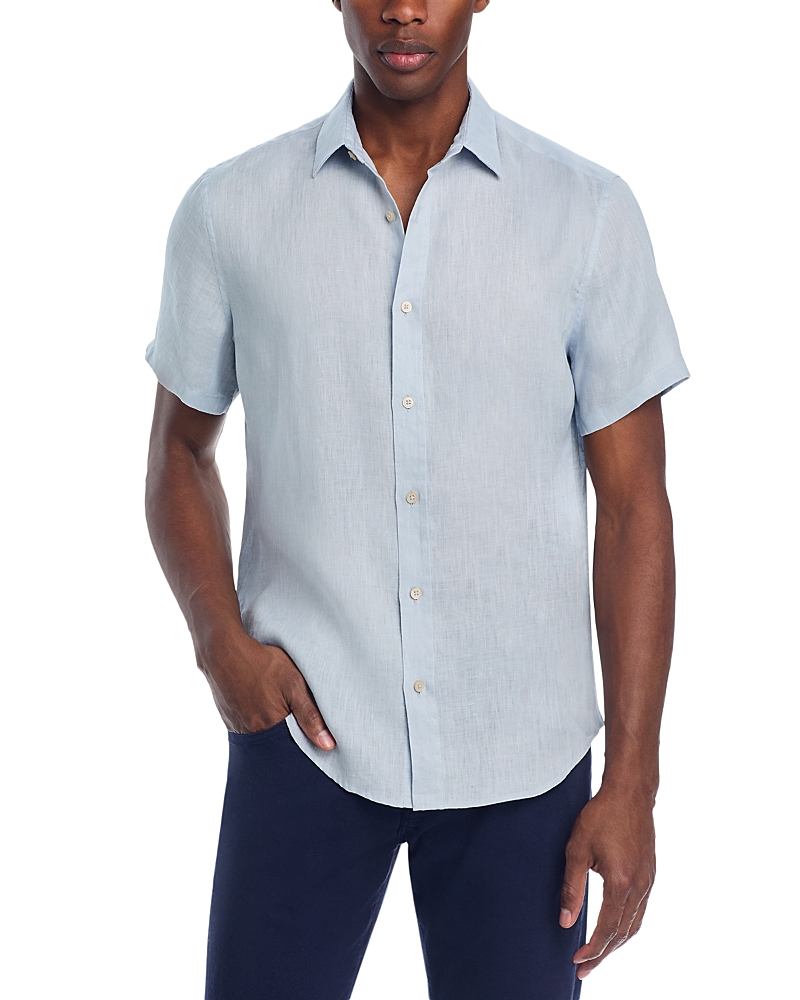The Men's Store At Bloomingdale's Short Sleeve Linen Shirt in Powder Blue - Exclusive