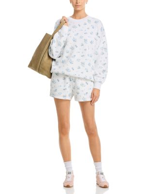 Floral Print Crewneck Sweatshirt & Shorts