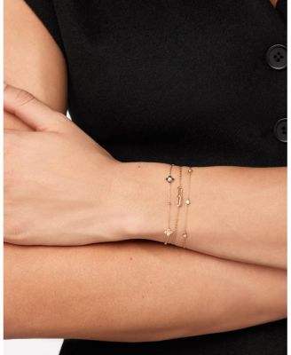 Solid Yellow Gold Mini Flower Station Bracelet