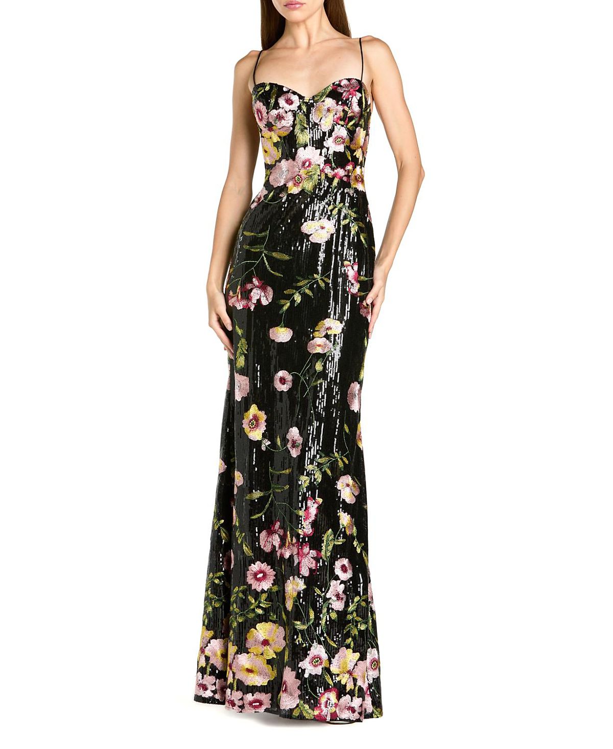 Mac Duggal Sleeveless Bustier Floral Applique Gown