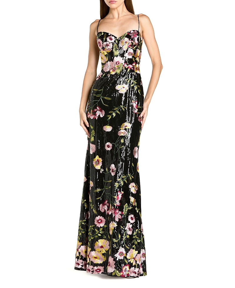 Mac Duggal Sleeveless Bustier Floral Applique Gown