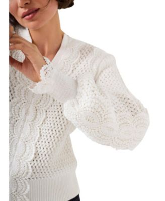  Women's Cotton Blend Crochet Detail Sweater