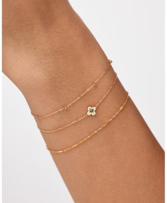 Solid Yellow Gold Mini Flower Bracelet