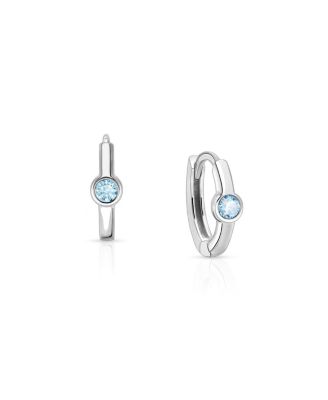 Girls' Sterling Silver 9mm Birthstone Huggie Hoops Earrings