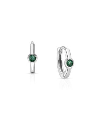 Girls' Sterling Silver 9mm Birthstone Huggie Hoops Earrings