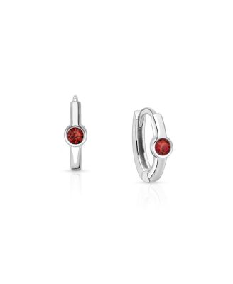 Girls' Sterling Silver 9mm Birthstone Huggie Hoops Earrings