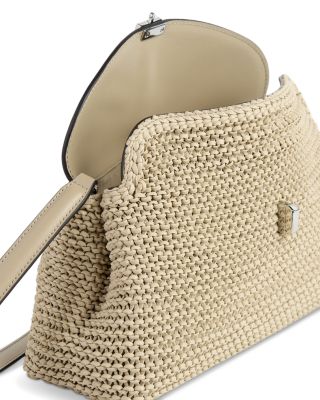 T-Lock Woven Leather Convertible Clutch in Black