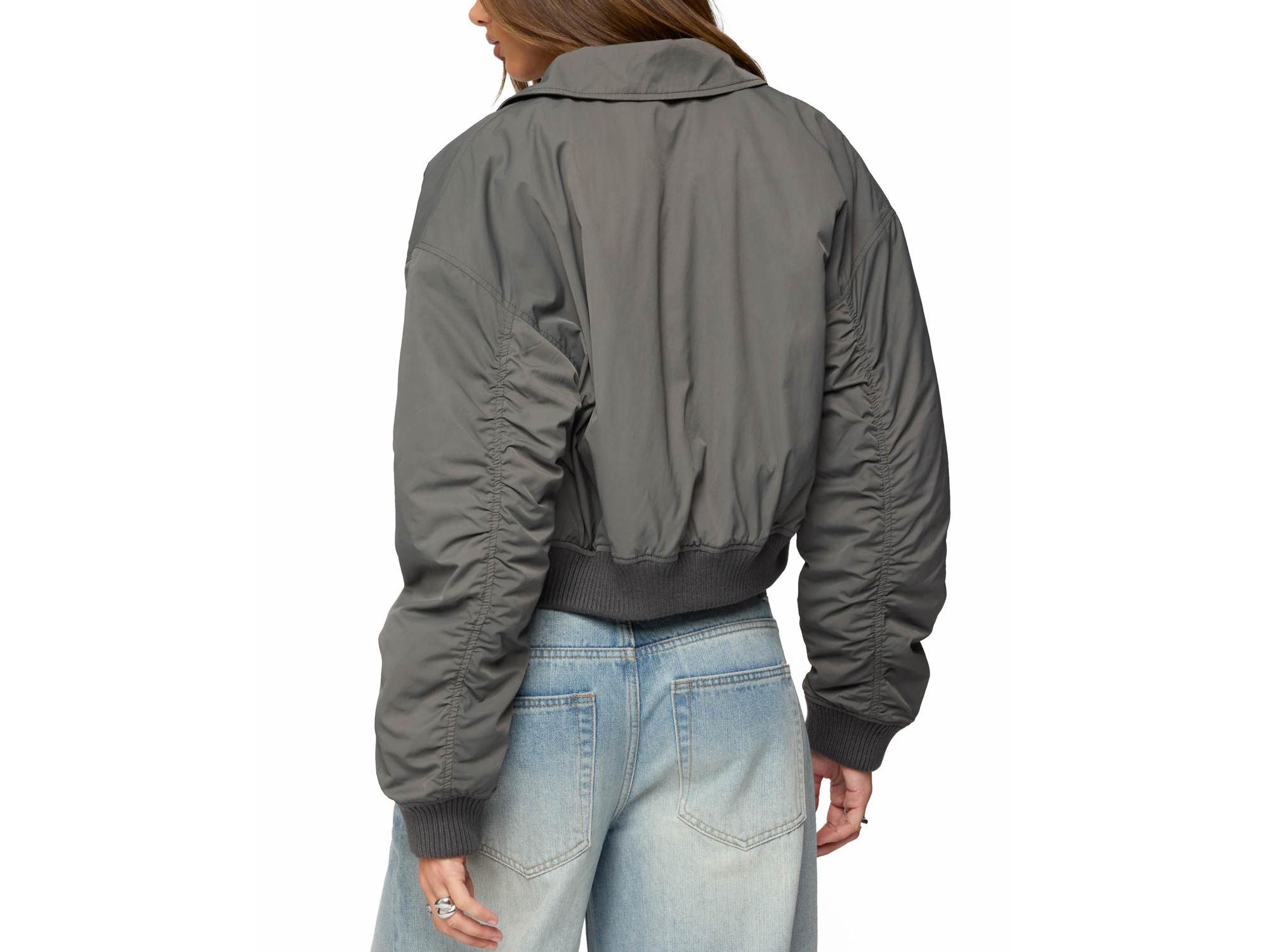 Dolan Ruched Oversized Bomber Jacket — Image 3