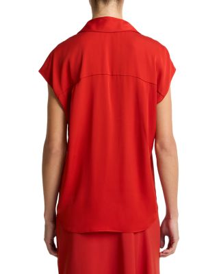 Button Front Cap Sleeve Top