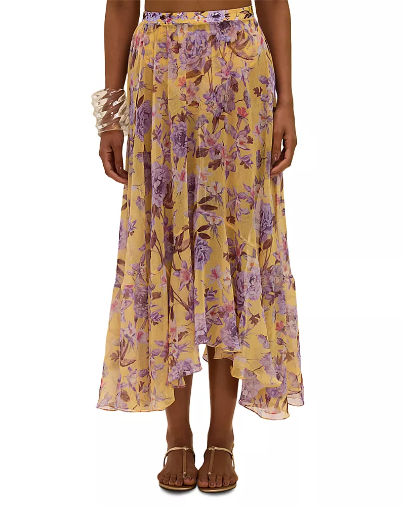 PatBO Peony Print Skirt