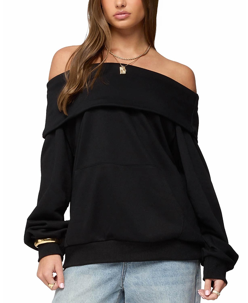 Edikted Ashlee Oversized Foldover Sweatshirt