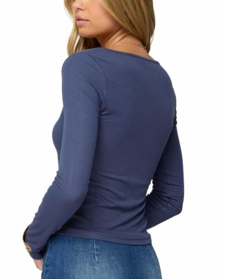 Notch Scoop Neck Long Sleeve Top