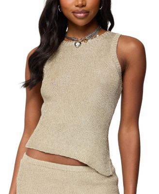 Goldy Asymmetric Metallic Knit Top