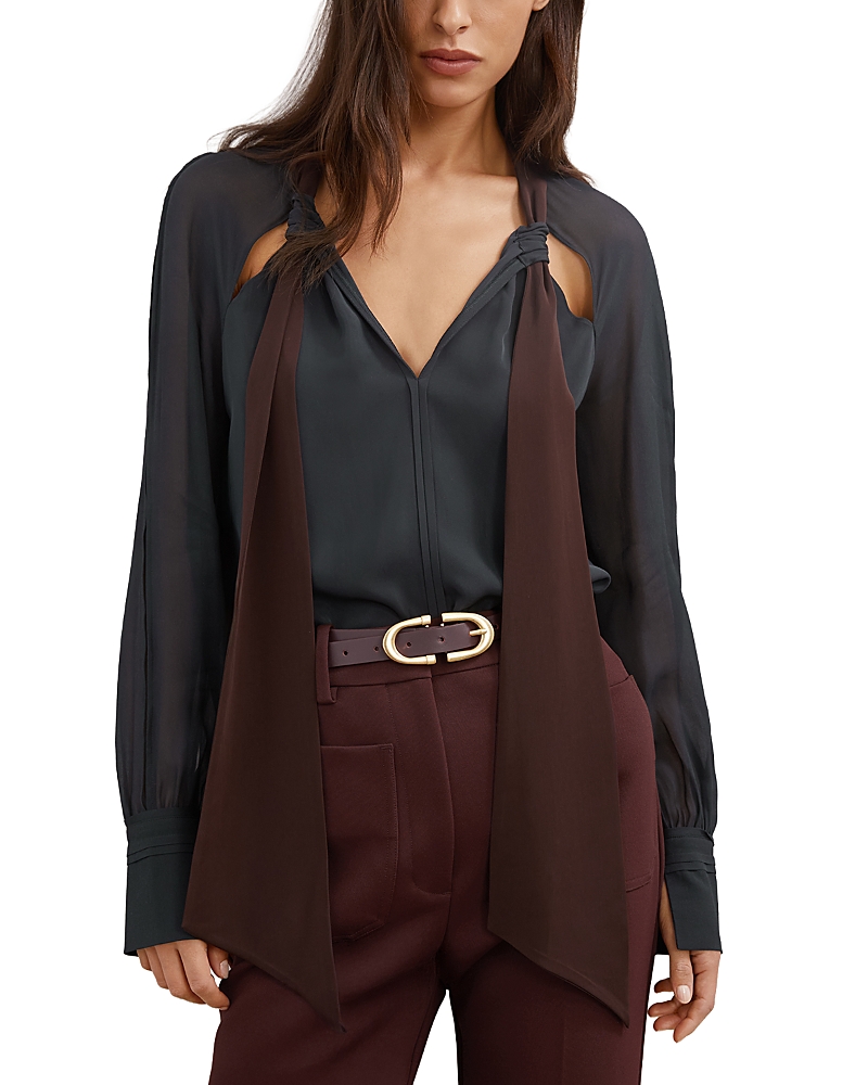 Reiss Jasmine Tie Neck Blouse