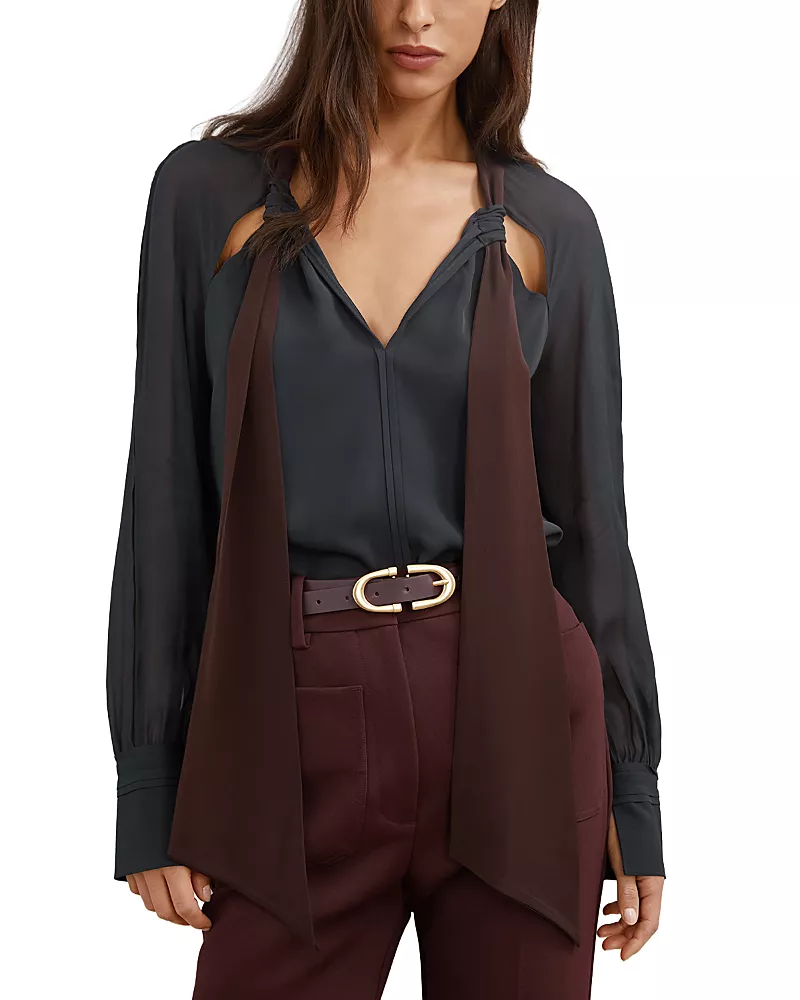 Reiss Jasmine Tie Neck Blouse
