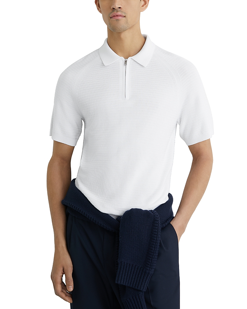 Reiss Estate Short Sleeve Half Zip Textured Polo
