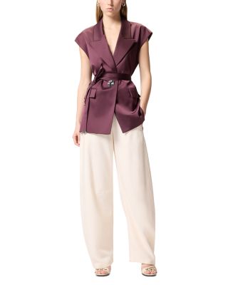 Satin Sleeveless Jacket Top