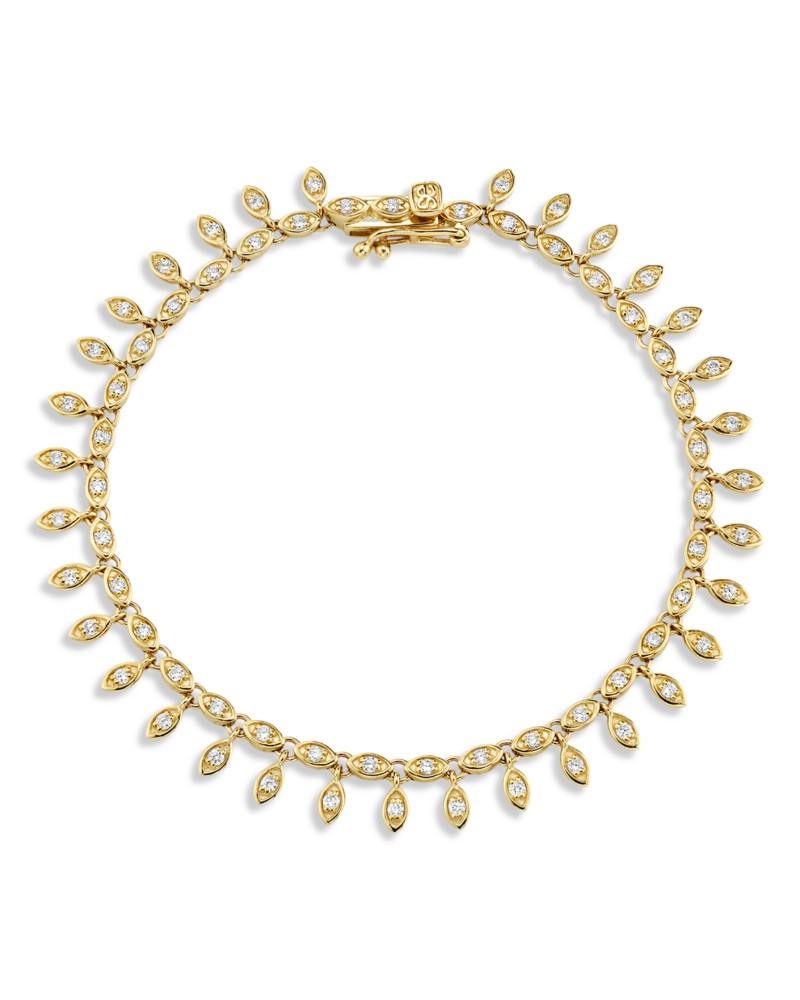 Sydney Evan 14K Yellow Gold the Terra Diamond Eye Eternity Fringe Bracelet
