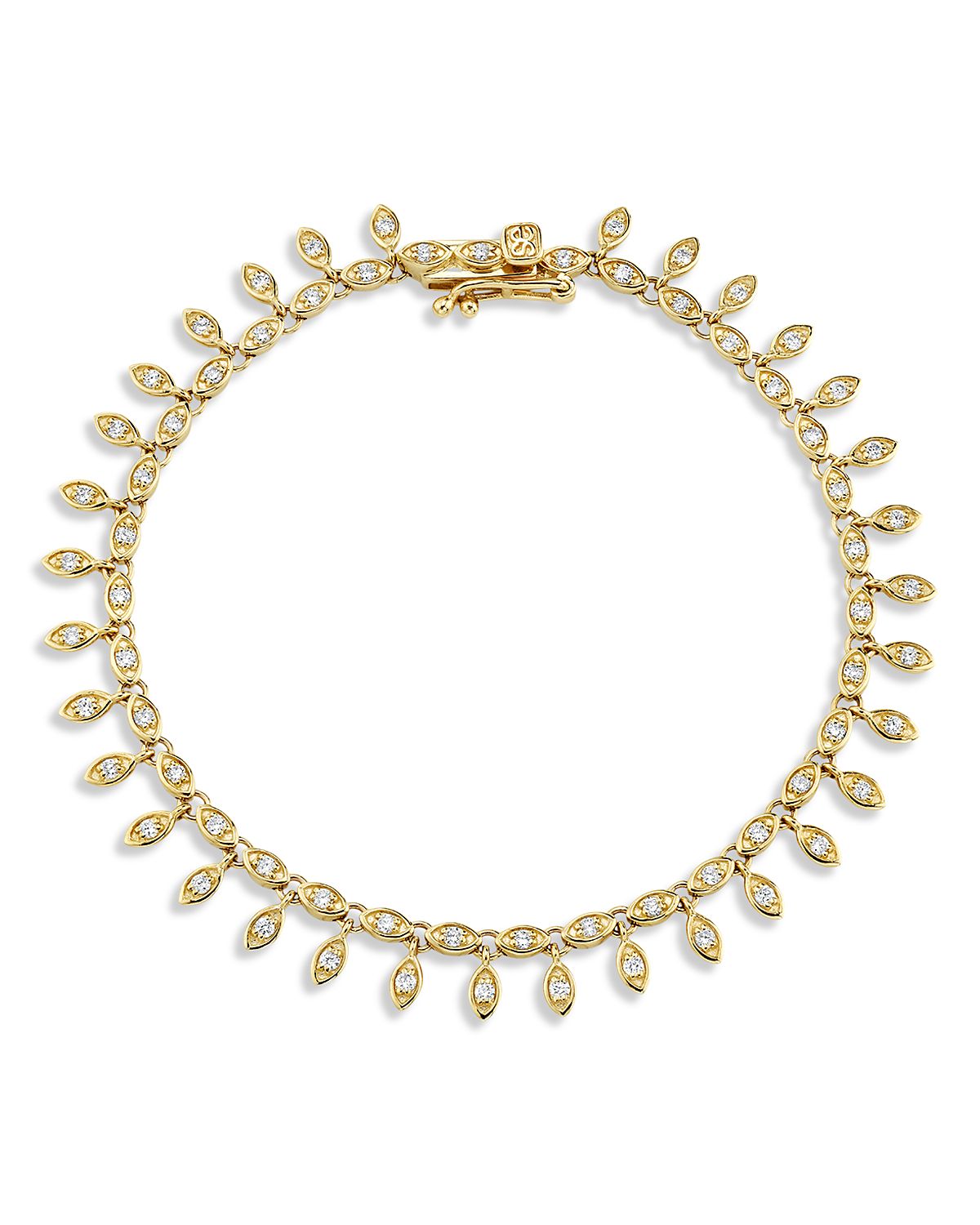 Sydney Evan 14K Yellow Gold The Terra Diamond Eye Eternity Fringe Bracelet