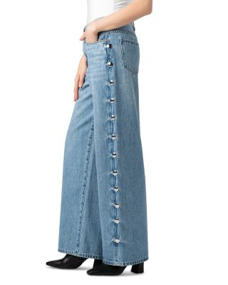 High Rise Studded Jeans in Silver Spoon