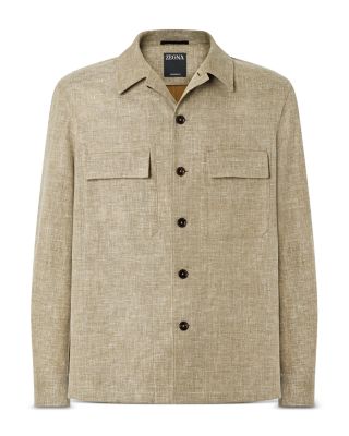Crossover Linen Wool & Silk Blend Overshirt