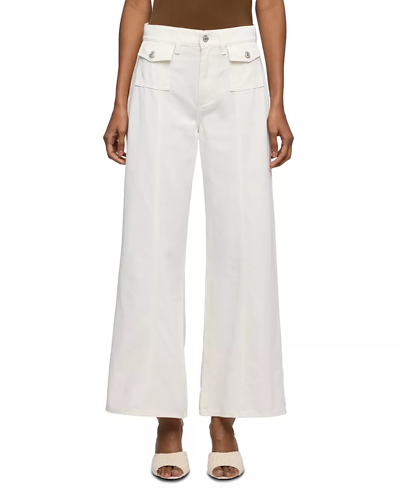 7 For All Mankind Lotta Ankle Wide Leg Jeans in Linen Ostuni