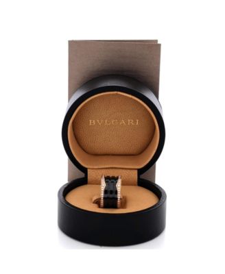  B.Zero1 Three Band Ring 18K Rose Gold and Ceramic with Diamonds