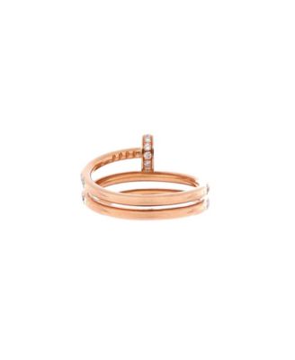  Small Juste un Clou Paved Double Ring 18K Rose Gold and Diamonds