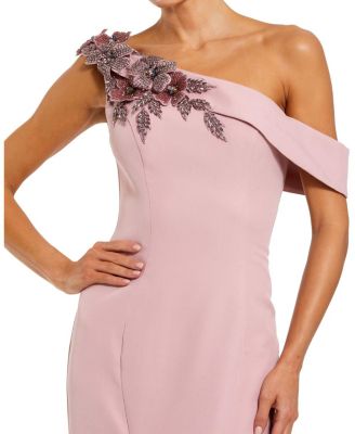  Crepe Floral Beaded Off The Shoulder Mermaid Gown