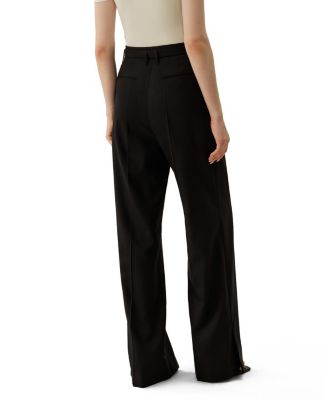  Silk Wool High-Waisted Wide-Leg Pant