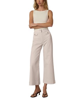 The Ellia Ankle Wide Leg Jeans in Natural Stripe