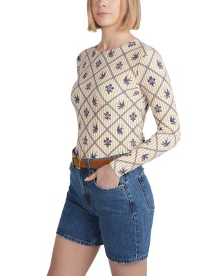 Embroidered Bird Print Top