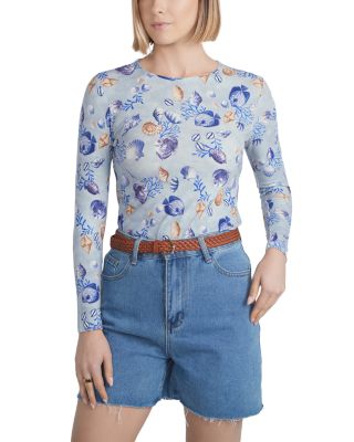 Embroidered Bird Print Top